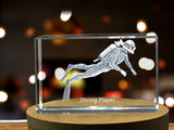 Diving Player 3D Engraved Crystal | 3D Engraved Crystal Keepsake A&B Crystal Collection