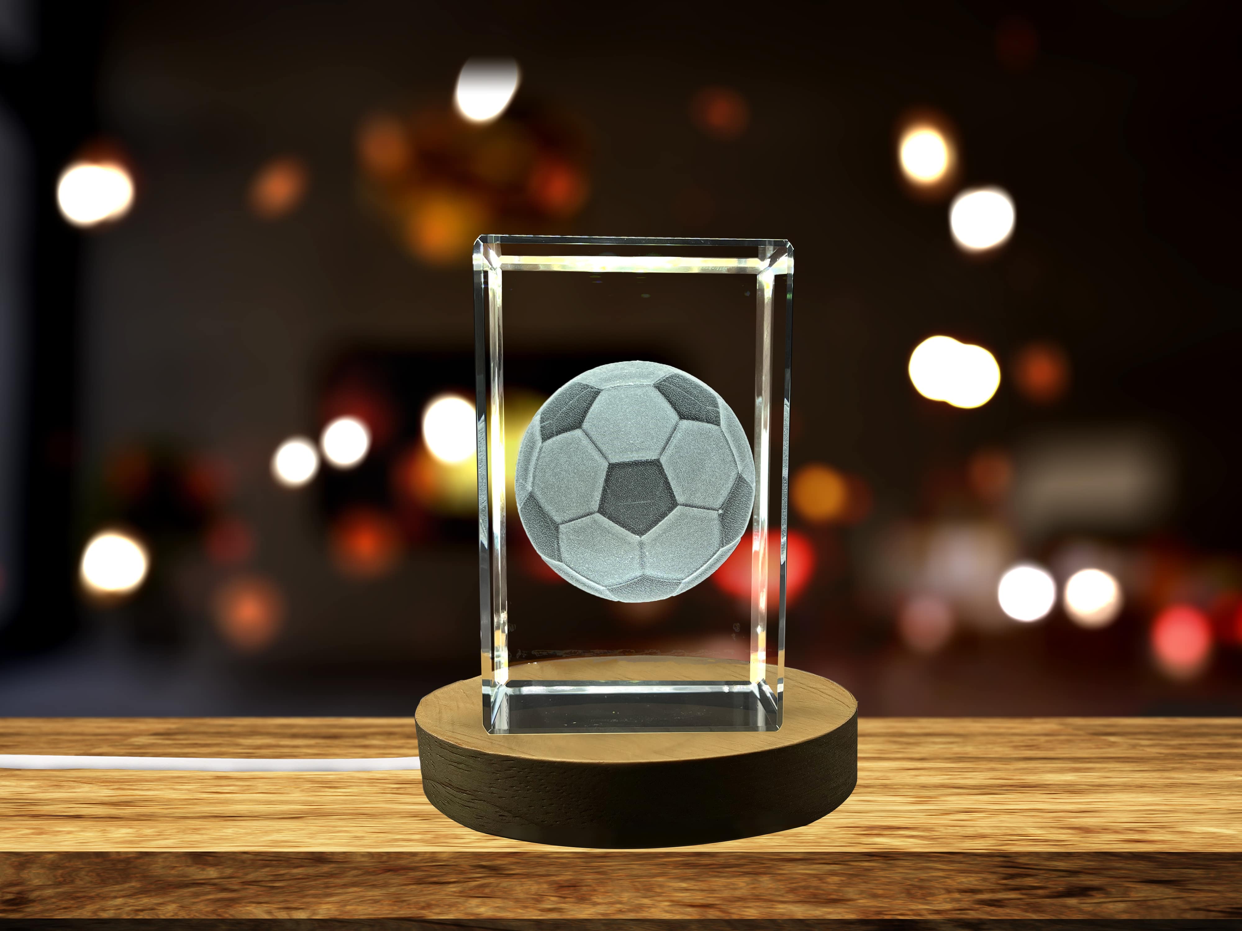 Soccer-Ball-Art | 3d-Engraved-Crystal-Keepsake | Gift/Decor| Collectible | Souvenir | 3d-Crystal-Photo-Gift | 3d-Photo-Engraved-Crystal | Home-Decor A&B Crystal Collection