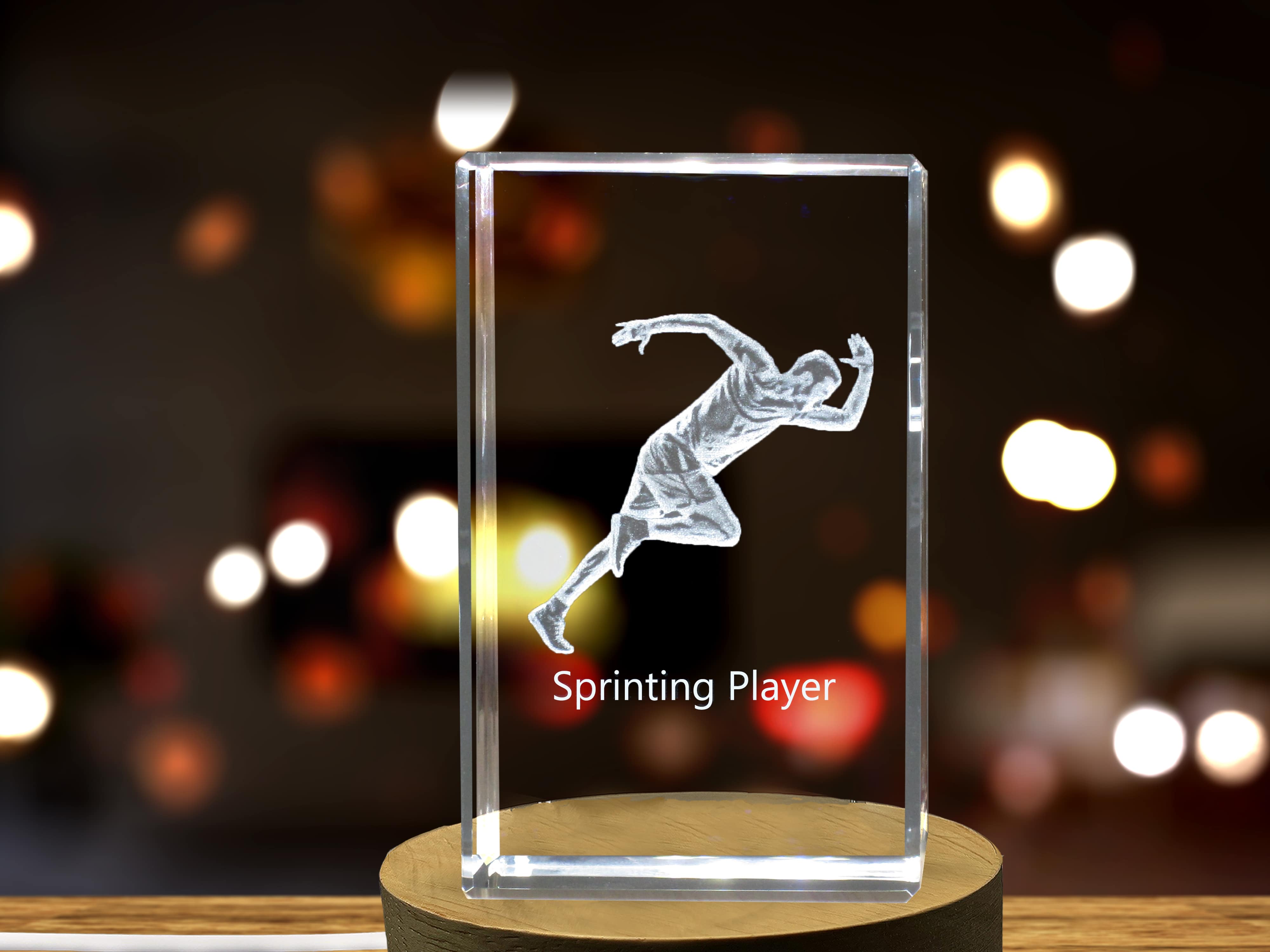 Sprint Running Player 3D Engraved Crystal 3D Engraved Crystal Keepsake/Gift/Decor/Collectible/Souvenir A&B Crystal Collection