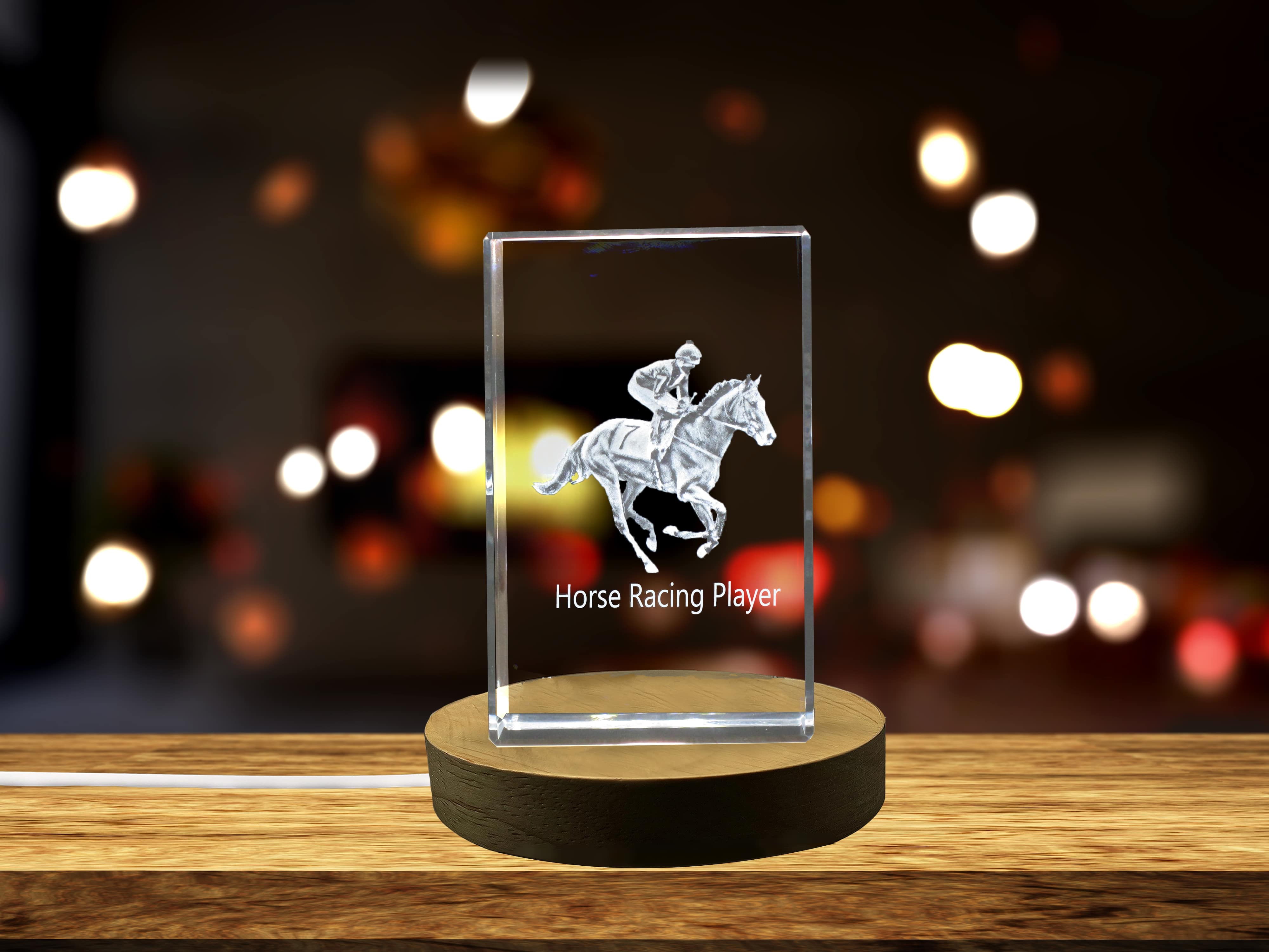 Horse Racing Player 3D Engraved Crystal 3D Engraved Crystal Keepsake/Gift/Decor/Collectible/Souvenir A&B Crystal Collection