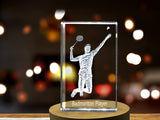 Badminton Player 3D Engraved Crystal 3D Engraved Crystal Keepsake/Gift/Decor/Collectible/Souvenir A&B Crystal Collection