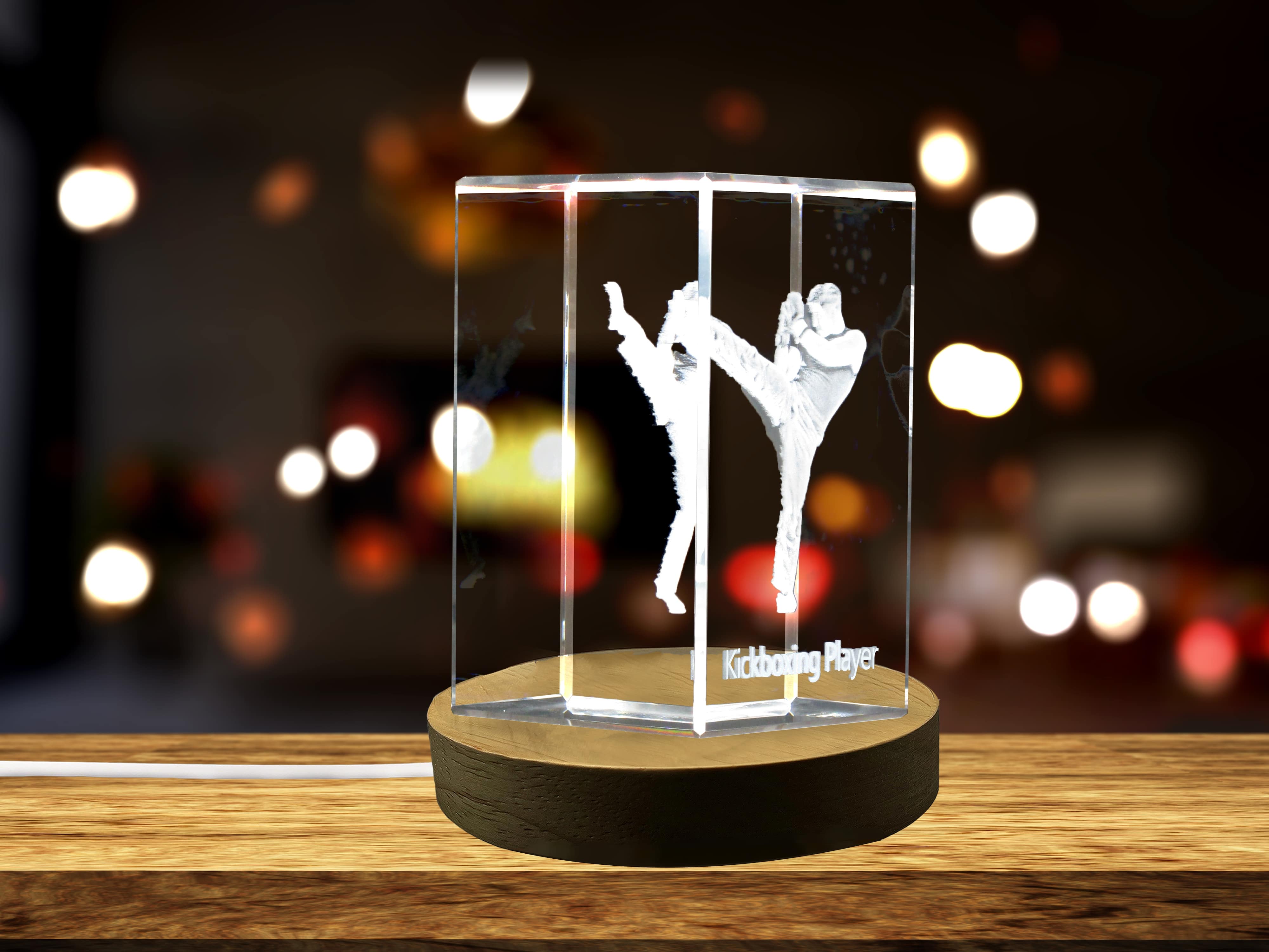 Kickboxing Player 3D Engraved Crystal 3D Engraved Crystal Keepsake/Gift/Decor/Collectible/Souvenir A&B Crystal Collection