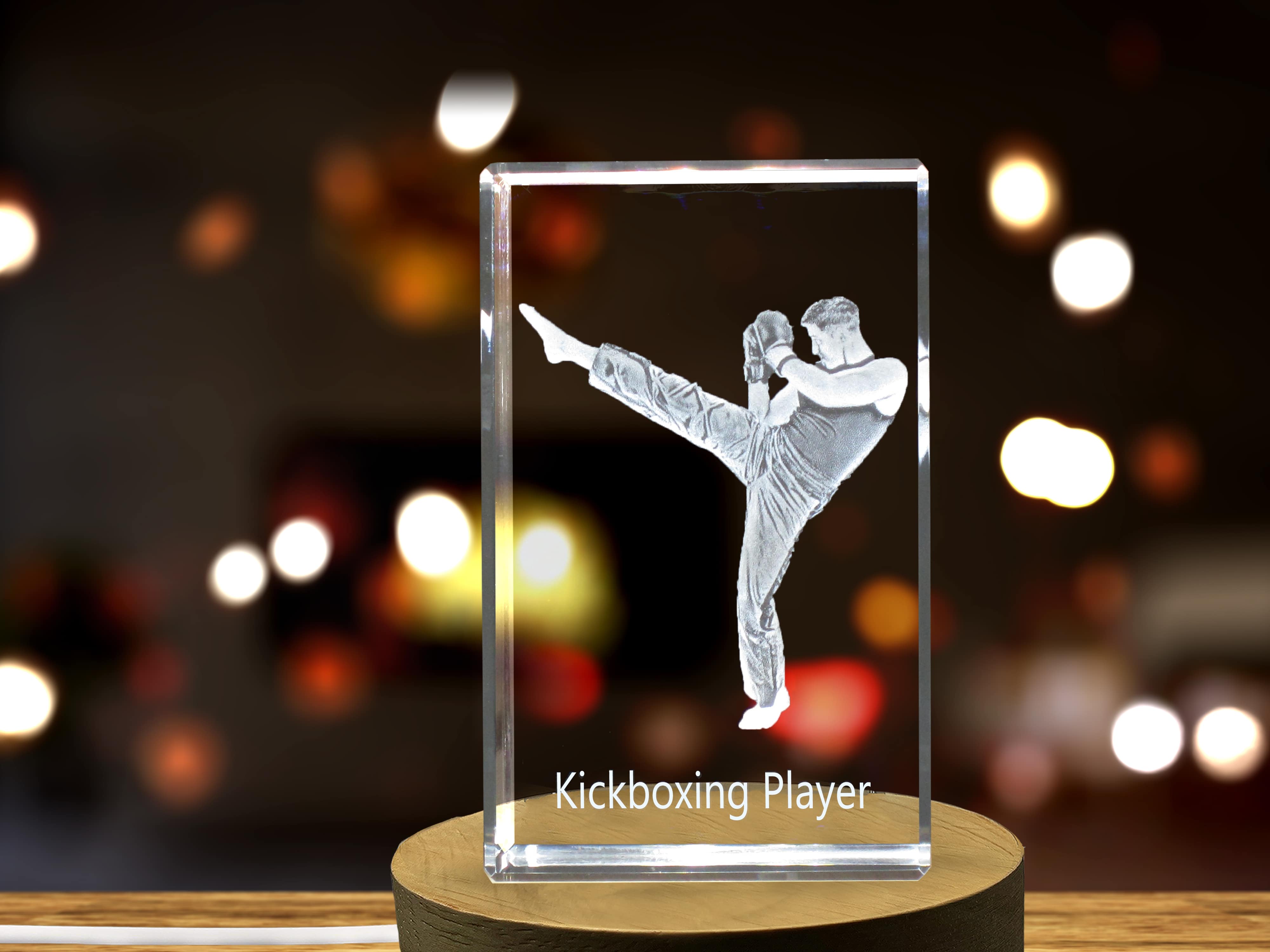 Kickboxing Player 3D Engraved Crystal 3D Engraved Crystal Keepsake/Gift/Decor/Collectible/Souvenir A&B Crystal Collection
