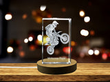 Motocross Player 3D Gravure Crystal 3D Saisie de cristal gravé / cadeau / décor / Collectible / Souveniture