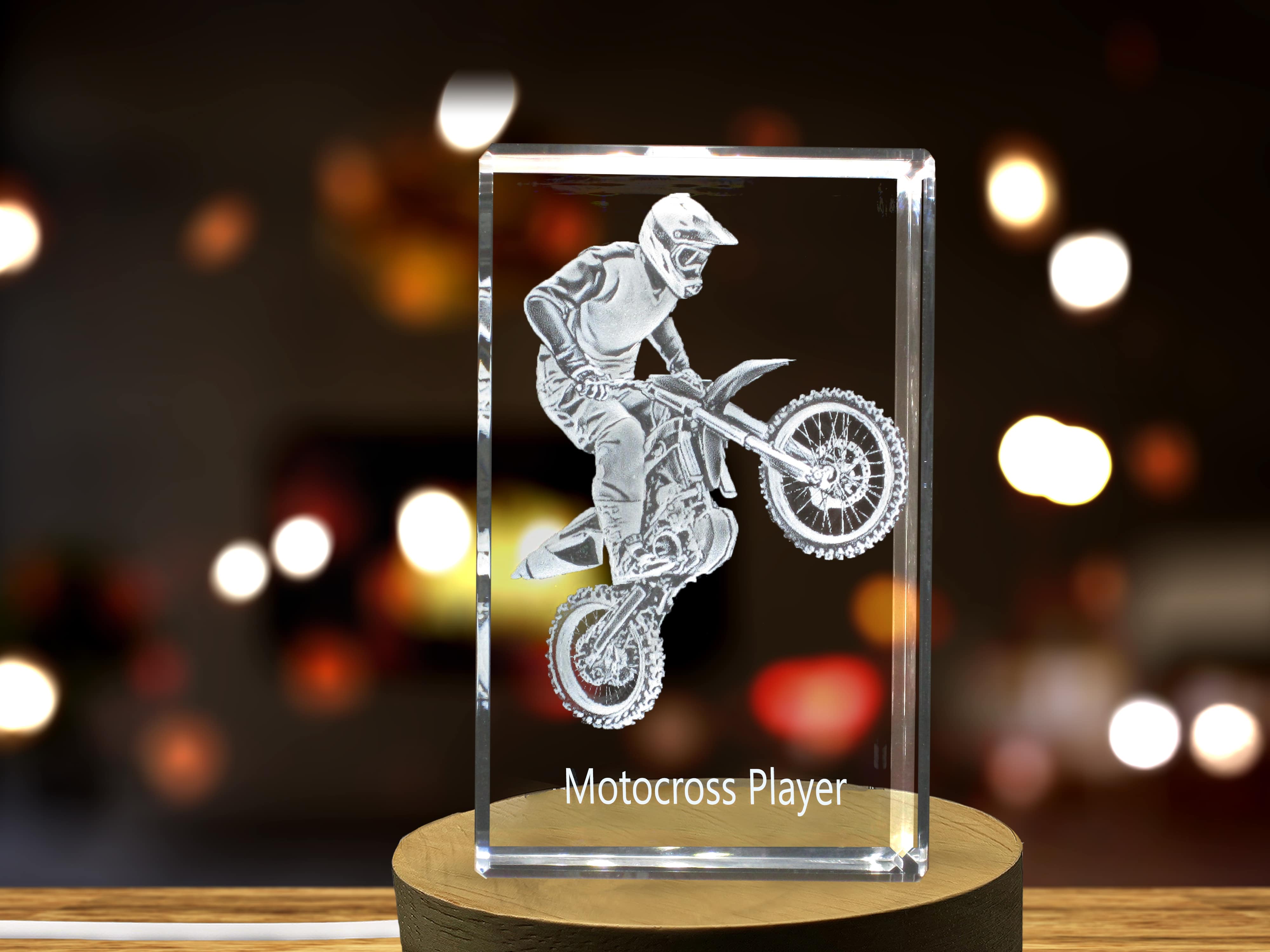 Motocross Player 3D Engraved Crystal 3D Engraved Crystal Keepsake/Gift/Decor/Collectible/Souvenir A&B Crystal Collection