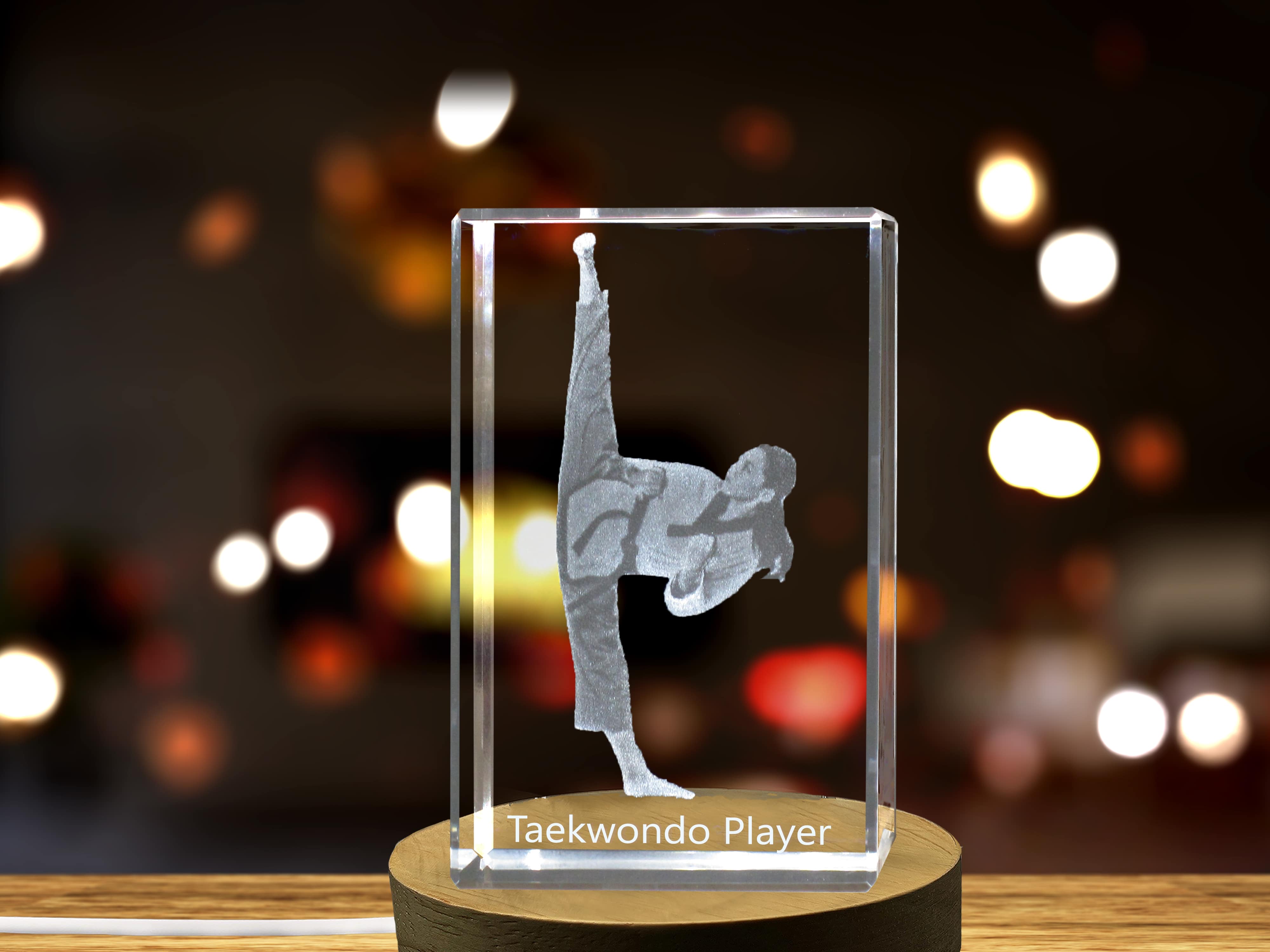 Taekwondo Player 3D Engraved Crystal 3D Engraved Crystal Keepsake/Gift/Decor/Collectible/Souvenir A&B Crystal Collection