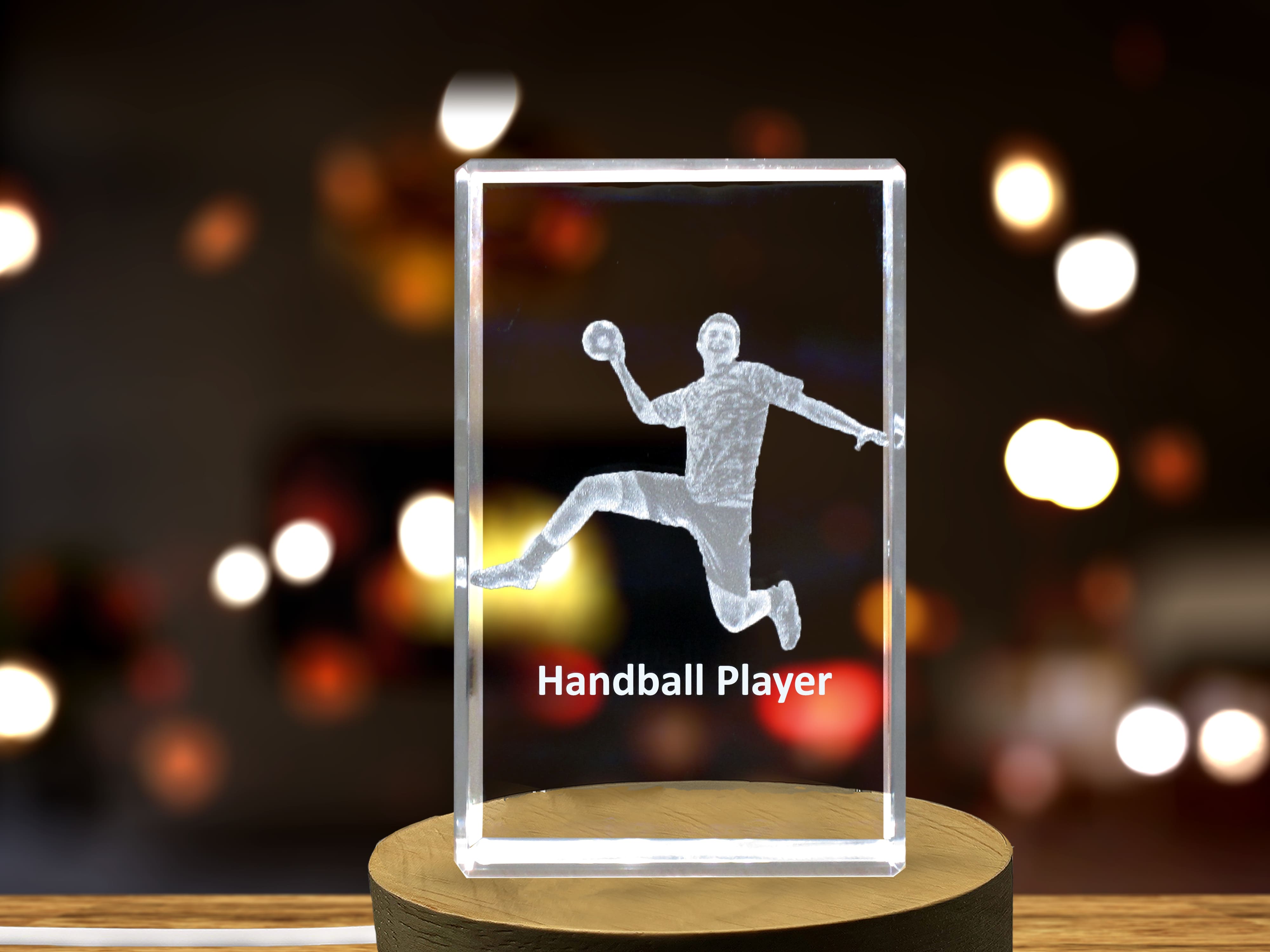Handball Player 3D Engraved Crystal 3D Engraved Crystal Keepsake/Gift/Decor/Collectible/Souvenir A&B Crystal Collection