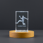 Handball Player 3D Engraved Crystal Trophy Award - Recognition Gift for Champions and Coaches