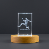 Handball Player 3D Engraved Crystal Trophy Award - Recognition Gift for Champions and Coaches