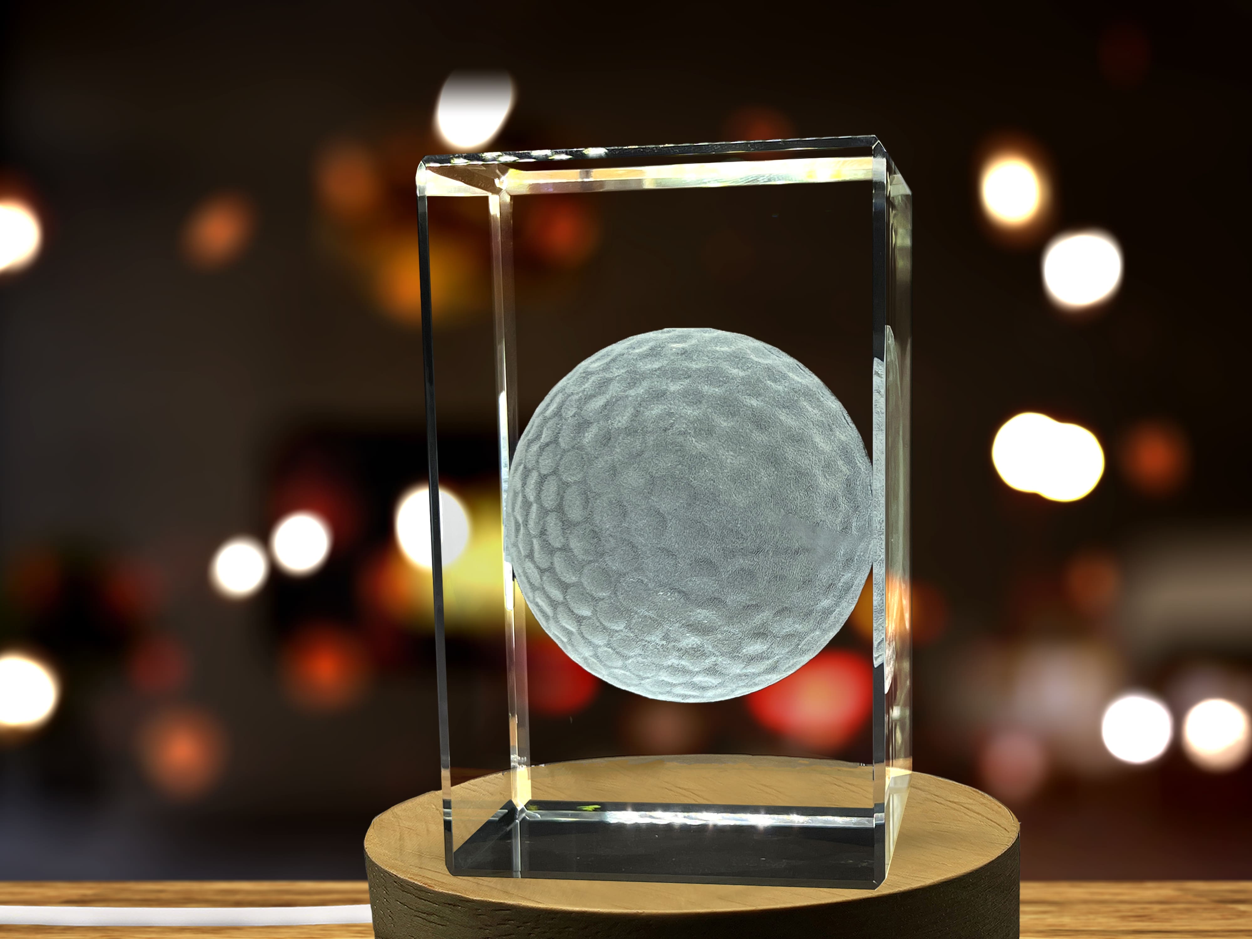 Golf Ball | 3d Engraved Crystal Keepsake | Collectible | Souvenir | Golf Player Gift A&B Crystal Collection