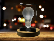 3D Engraved Crystal Lightbulb Keepsake - Premium LED Base Included