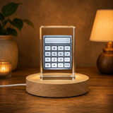 3D Crystal Calculator Trophy Award - Unique Art and Functionality Recognition Sculpture - Custom Award From A&B Crystal Collection