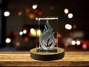 Fire Flame Art |  3d Engraved Crystal 