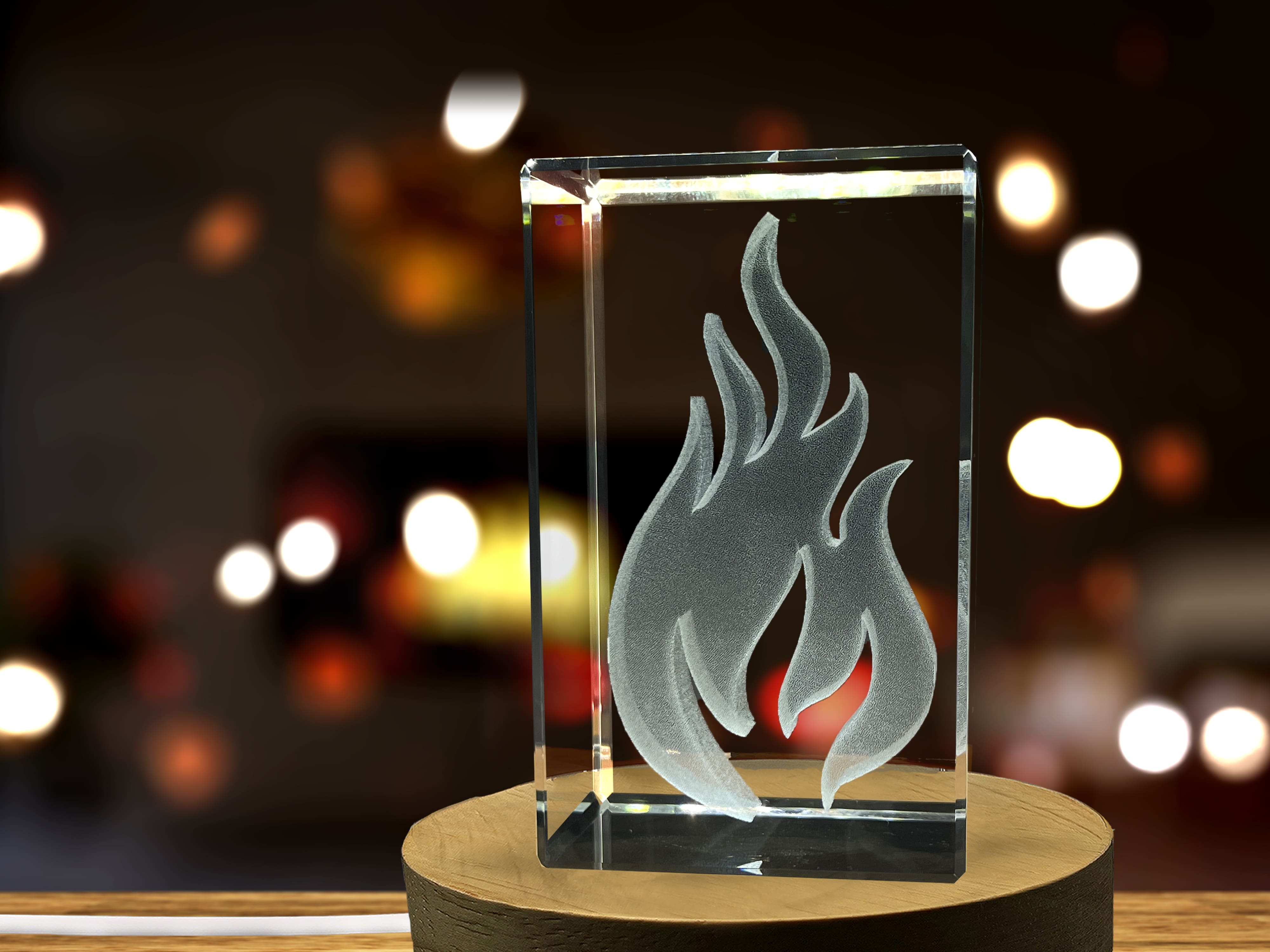 Fire Flame Art | 3d Engraved Crystal Keepsake A&B Crystal Collection