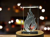 Fire Flame Art | Unique 3D Engraved Crystal Keepsake | Realistic Flame Effect | Made in Canada A&B Crystal Collection