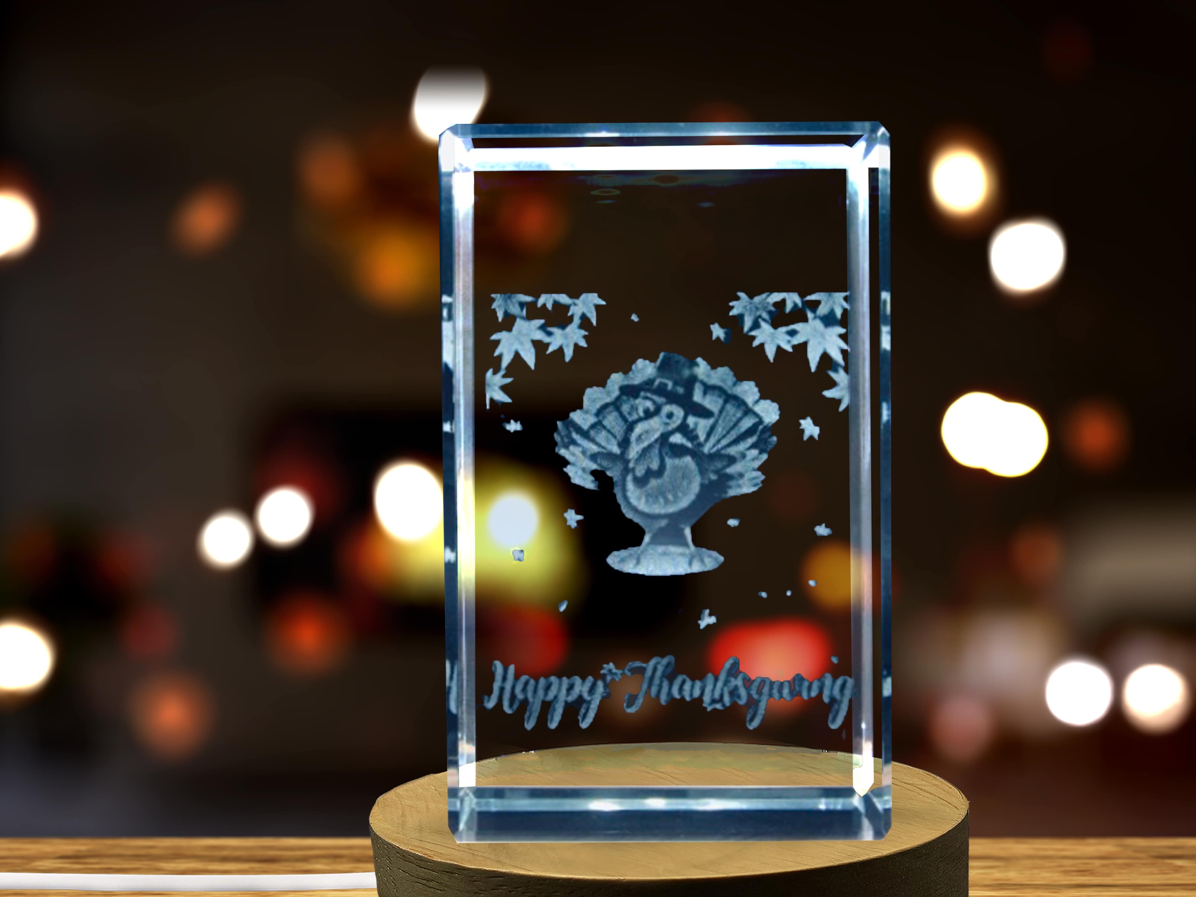 Thanksgiving 3D Engraved Crystal 3D Engraved Crystal Keepsake/Gift/Decor/Collectible/Souvenir A&B Crystal Collection