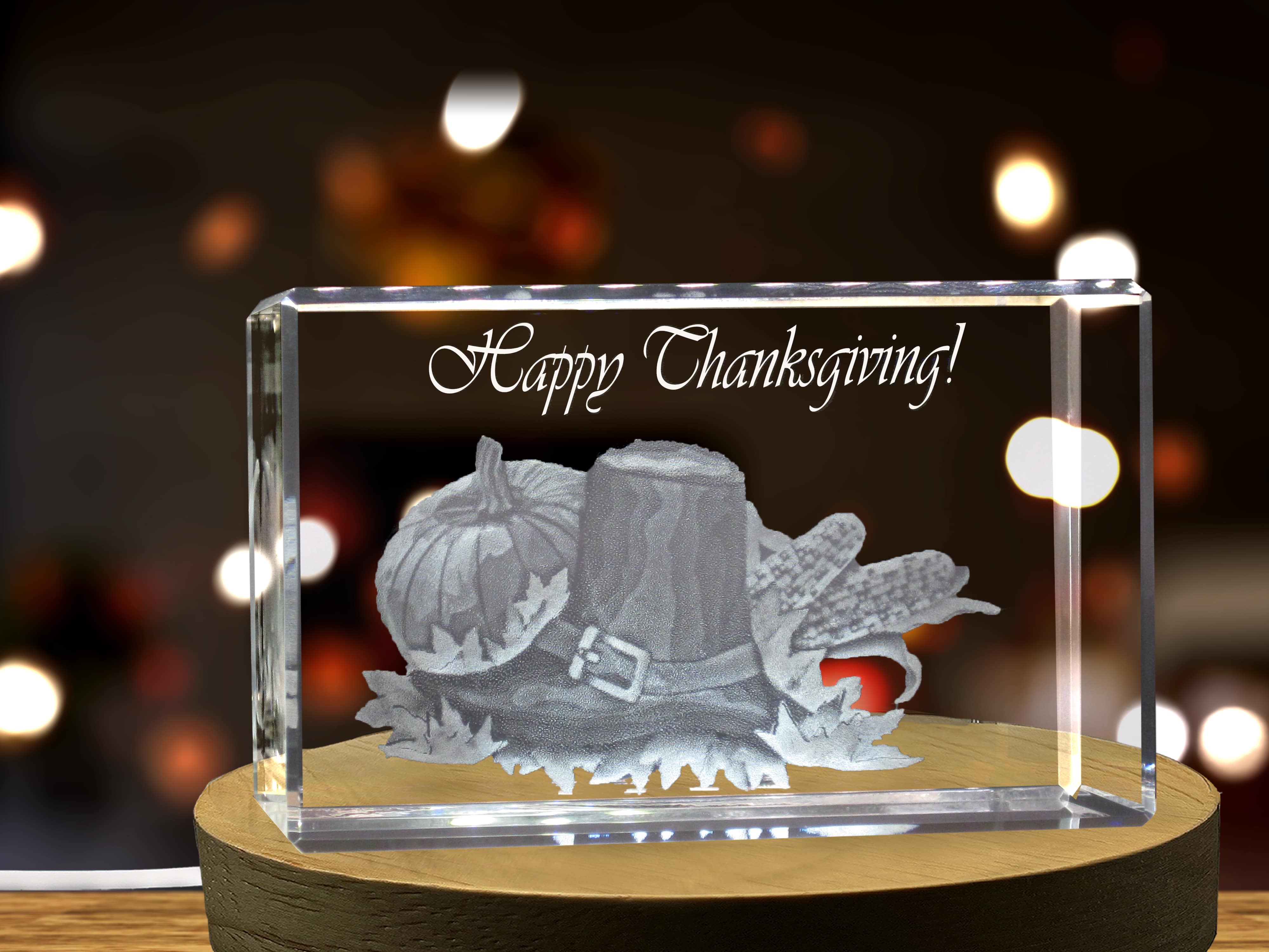Thanksgiving 10 3D Engraved Crystal 3D Engraved Crystal Keepsake/Gift/Decor/Collectible/Souvenir A&B Crystal Collection