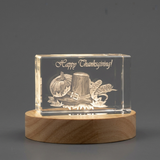 Thanksgiving 10 Recognition Trophy - 3D Engraved Crystal Keepsake With LED Base - Made in Canada - Custom Award From A&B Crystal Collection