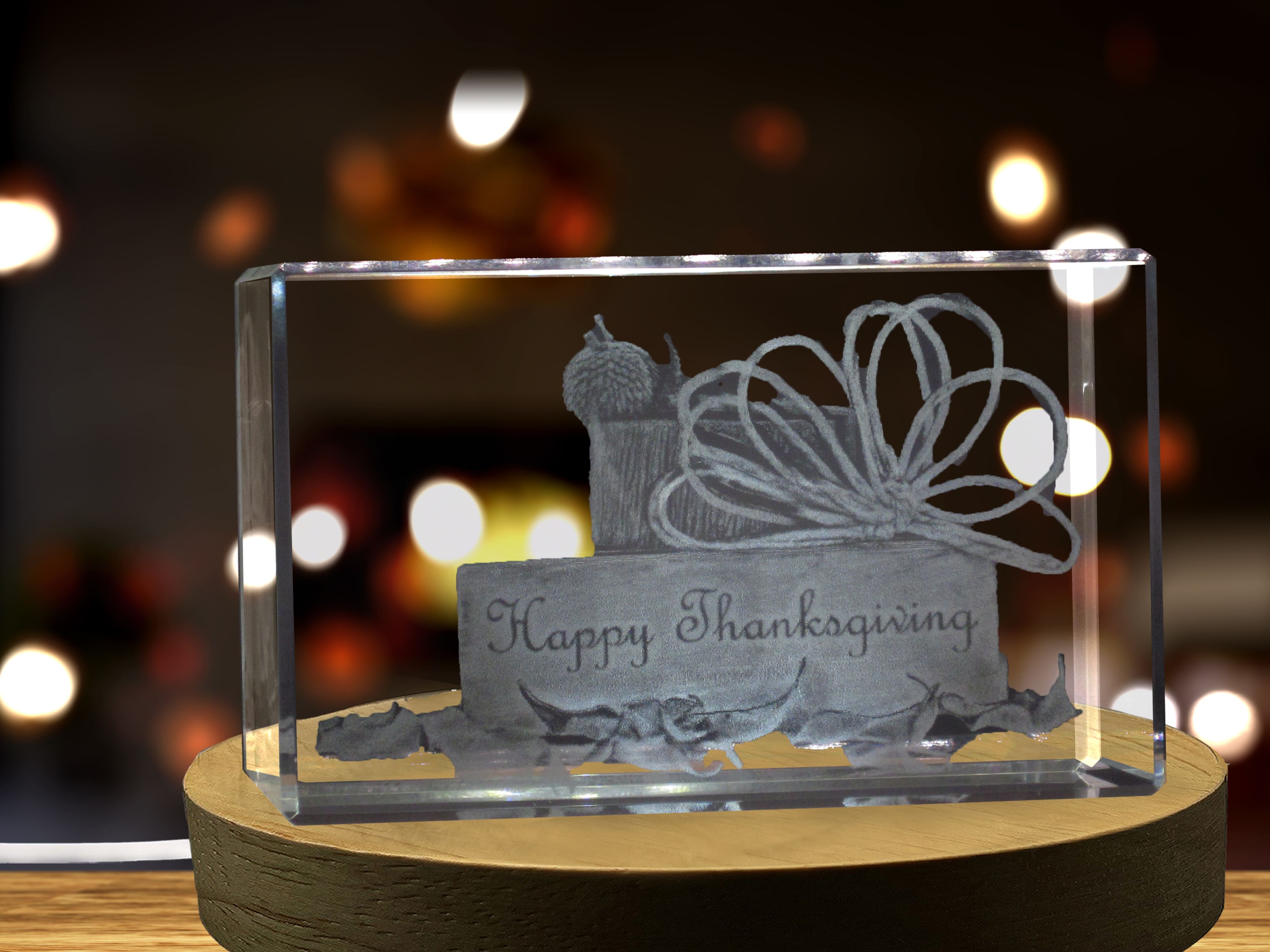 Thanksgiving 12 3D Engraved Crystal 3D Engraved Crystal Keepsake/Gift/Decor/Collectible/Souvenir A&B Crystal Collection