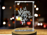 Vegan for Life Hand Drawn 3D Engraved Crystal 3D Engraved Crystal Keepsake/Gift/Decor/Collectible/Souvenir A&B Crystal Collection