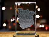 Peace Love Vegan 3D Engraved Crystal 3D Engraved Crystal Keepsake/Gift/Decor/Collectible/Souvenir A&B Crystal Collection