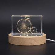 Recognition Vintage Bicycle 3D Engraved Crystal Trophy Award | Handcrafted with LED Base, Unique Gift