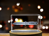 Unique Crystal Display Piece - Personalized 3D Engraved Camping Knife Crystal Gift A&B Crystal Collection