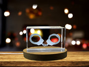 3D Handcuff Crystal Trophy Award Sculpture - Recognition for Law Enforcement | Elegant Home Decor