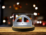 Exquisite Laser-Engraved Crystal Protractor Sculpture - Geometric Art Piece for Mathematician, Engineer or Collector A&B Crystal Collection