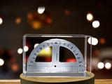 Exquisite Laser-Engraved Crystal Protractor Sculpture - Geometric Art Piece for Mathematician, Engineer or Collector A&B Crystal Collection