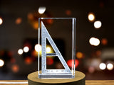 Precisely Crafted Crystal Set Square Sculpture - A Work of Geometric Precision A&B Crystal Collection