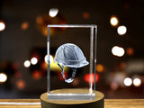 Helmet Trophy Award - 3D Engraved Crystal Keepsake Gift for Recognition of Essential Workers - Custom Award From A&B Crystal Collection