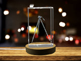 Recognition 3D Crystal Tripod Trophy Award With LED Base Light for Photographers - Custom Award From A&B Crystal Collection
