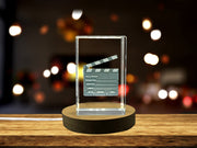 Recognition Crystal Film Clapboard Trophy Award - Exquisite 3D Engraved Gift with LED Base