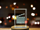 Recognition Crystal Film Clapboard Trophy Award - Exquisite 3D Engraved Gift with LED Base - Custom Award From A&B Crystal Collection