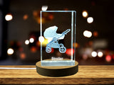 Crystal Stroller Recognition Trophy Award | 3D Engraved Baby Keepsake with LED Base - Custom Award From A&B Crystal Collection