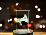 Hand Speaker Crystal Trophy Award - Unique Recognition Gift for Musicians & DJs with LED Base - Custom Award From A&B Crystal Collection