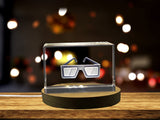 3D Glasses Recognition Crystal Award Trophy - Exquisite Engraved Gift for Movie Buffs & Tech Fans - Custom Award From A&B Crystal Collection