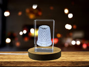 Unique Decorative Keepsake - Thimble Shape Crystal Gift with 3D Engraving