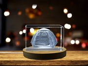 Exquisite Crystal Sculpture of a Camping Tent | Unique 3D Engraved Gift