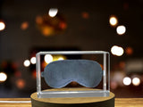 Restful Travel Recognition 3D Engraved Crystal Eye Mask with LED Base - Luxury Comfort Travel Accessory - Custom Award From A&B Crystal Collection