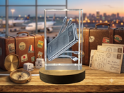 3D Engraved Crystal Traveling Power Bank with LED Base - Made in Canada