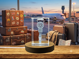 3D Engraved Crystal Luggage Scale Trophy Award - Compact & Stylish Weight Measuring Tool - Custom Award From A&B Crystal Collection