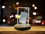 Recognition Elegant Crystal Trophy Award Traveling Bag with 3D Engravings & LED Base Light