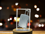 Recognition Elegant Crystal Trophy Award Traveling Bag with 3D Engravings & LED Base Light - Custom Award From A&B Crystal Collection