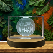 100% Vegan 3D Engraved Crystal Trophy Recognition with LED Base | Unique Keepsake Award