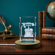 Vintage Rotary Dial Phone Crystal Trophy Award | 20th Century Nostalgic Collectible