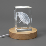 3D Engraved Crystal Umbrella Trophy Award - Recognition Vintage Style With LED Base Light