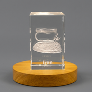 Recognition Exquisite 3D Engraved Crystal Iron Sculpture Award Trophy with Free LED Base Light