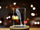 Vintage Style 3D Engraved Crystal Feather Pen - Elegant Writing Instrument Gift A&B Crystal Collection